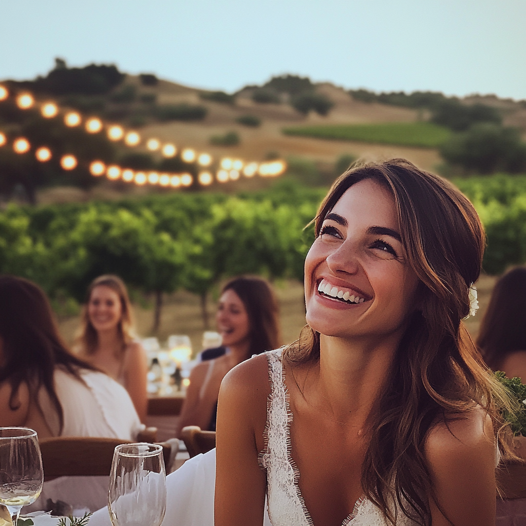 Une jeune mariée souriante | Source : Midjourney