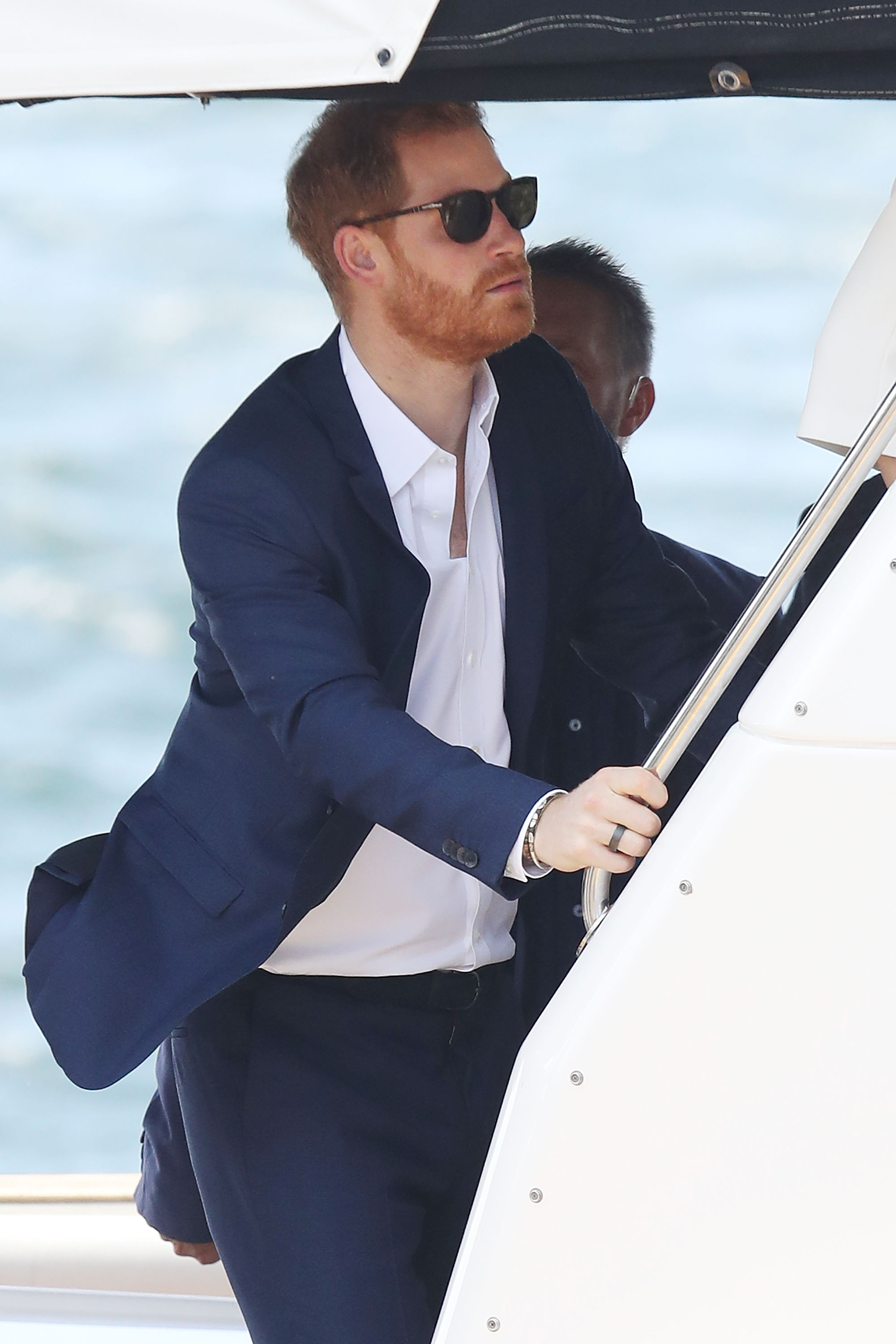 Le prince Harry à bord d'un bateau à Sydney, en Australie, le 16 octobre 2018. | Source : Getty Images