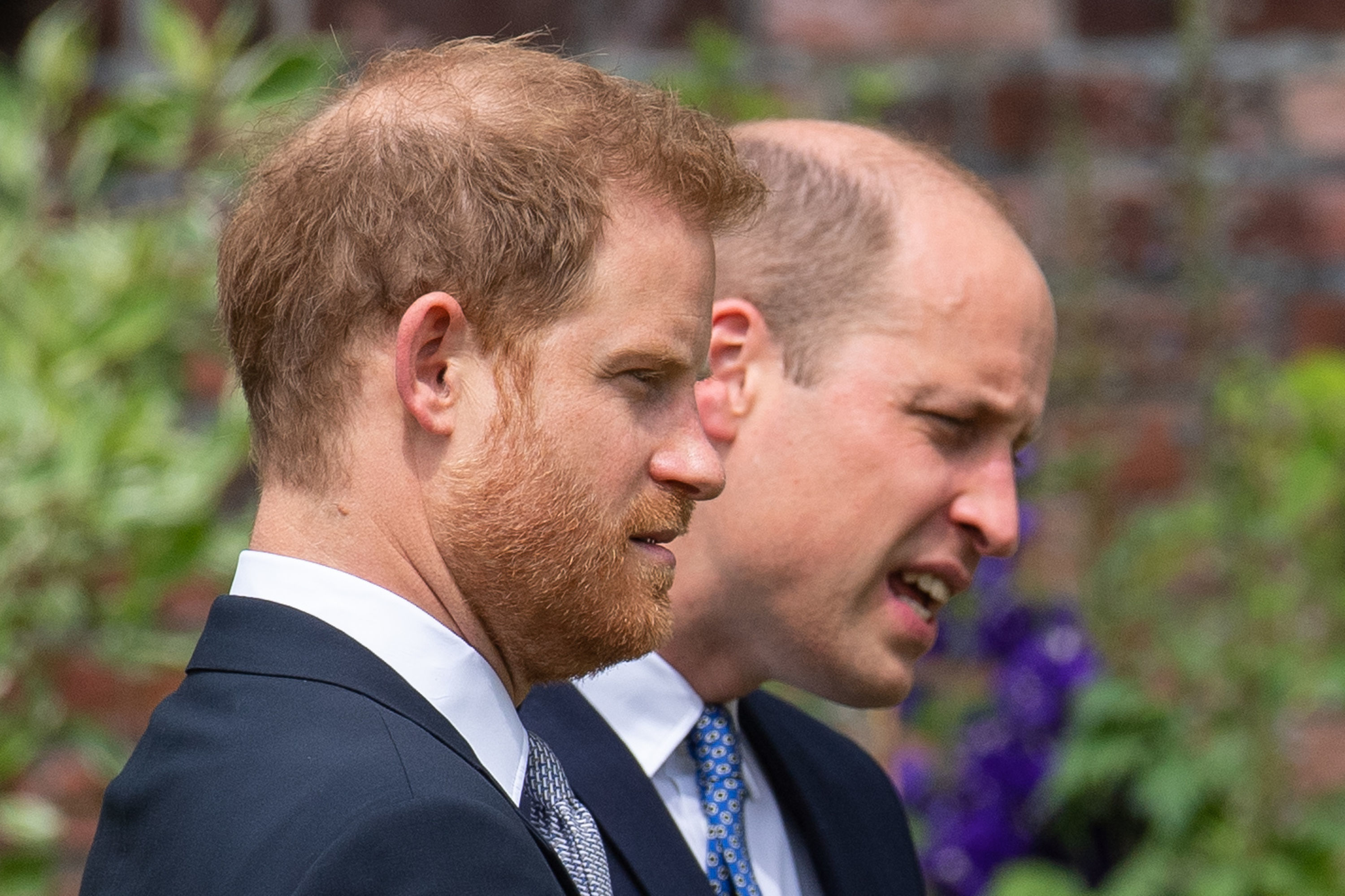 Le prince Harry et le prince William lors du dévoilement d'une statue qu'ils ont commandée de leur défunte maman, la princesse Diana, à Londres, en Angleterre, le 1er juillet 2021 | Source : Getty Images