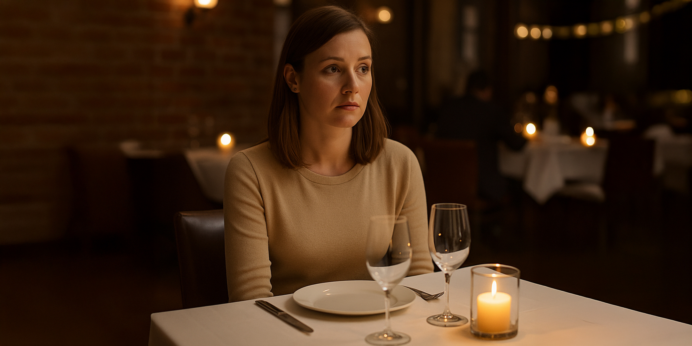 Une femme assise à la table d'un restaurant | Source : Sora