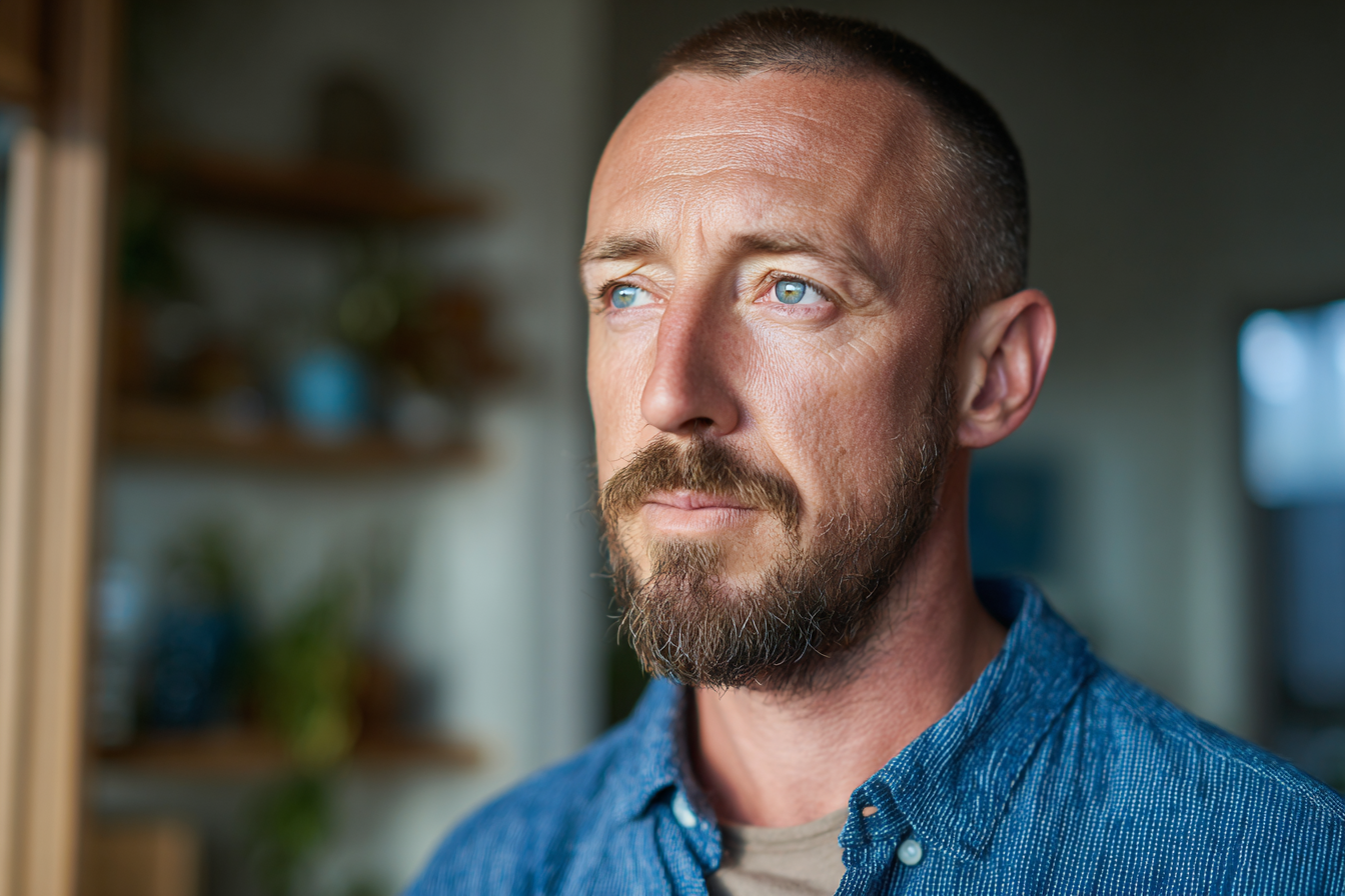 Un homme debout dans un salon | Source : Midjourney