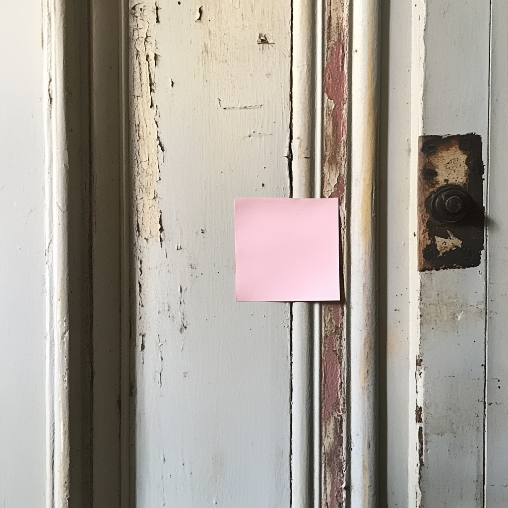 Un post-it vierge sur une porte | Source : Midjourney