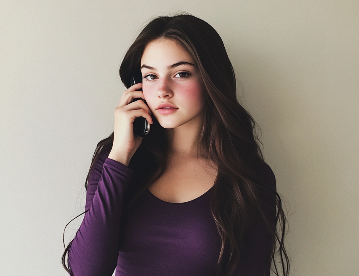 Une jeune femme qui parle au téléphone | Source : Midjourney
