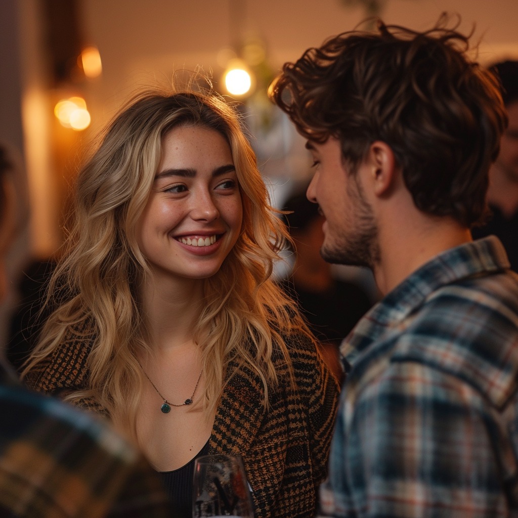 Un couple se rencontre à la fête d'un ami | Source : Midjourney