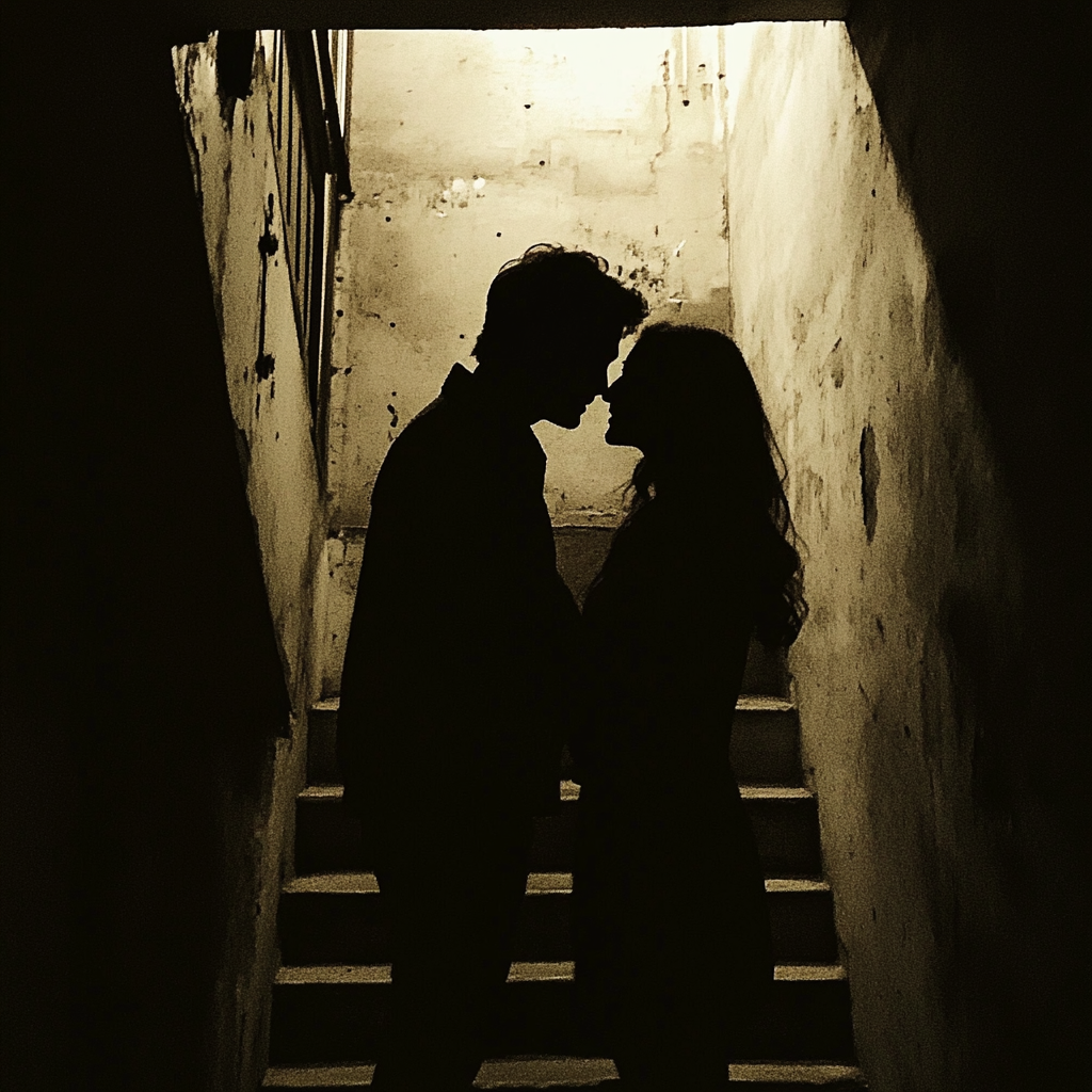 La silhouette d'un couple dans un sous-sol | Source : Midjourney