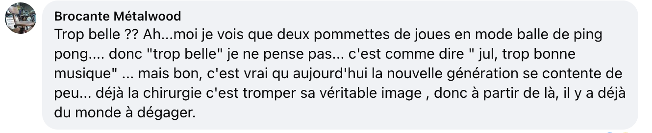 Commentaire d'un internaute sur l'apparence de Shy'm | Source : Instagram