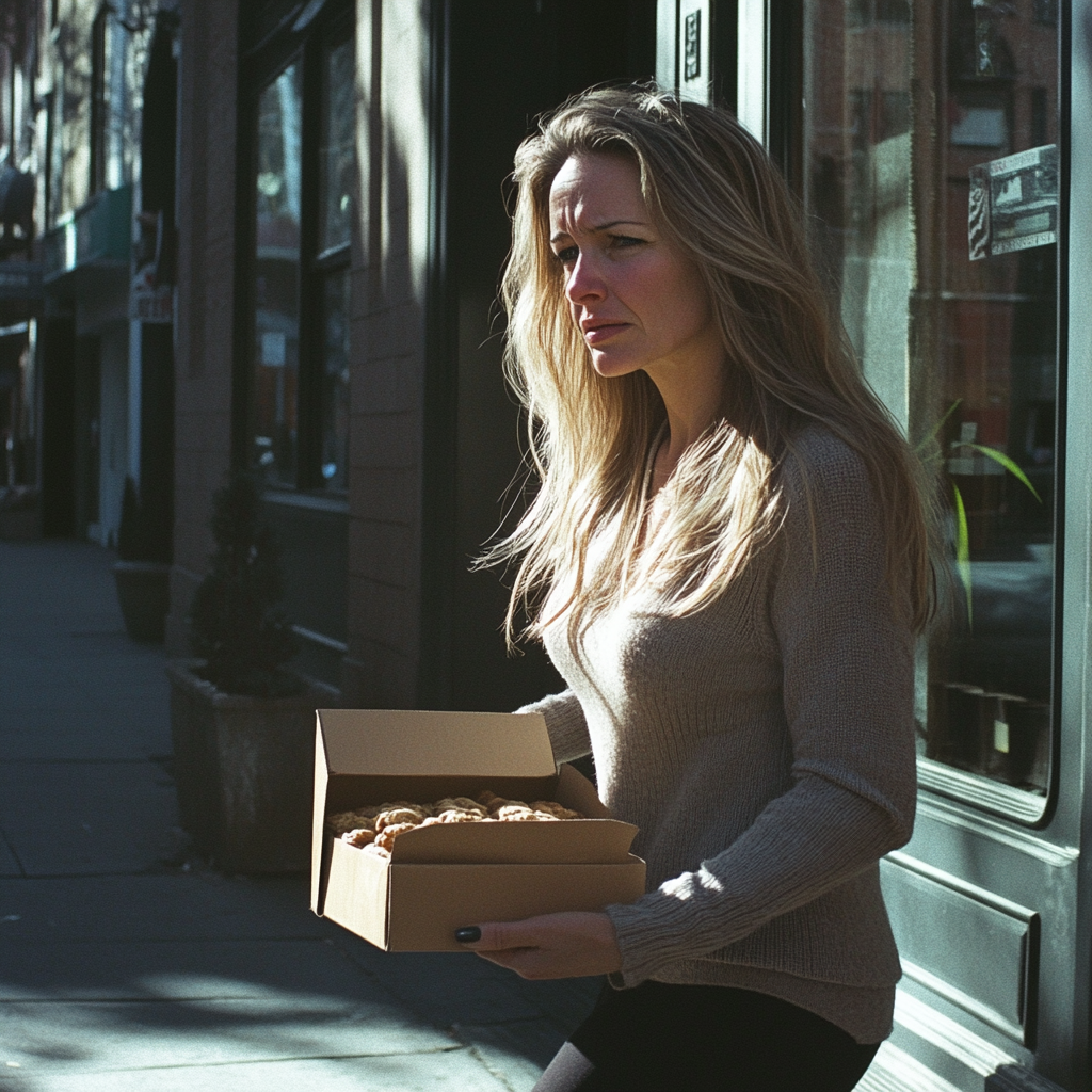 Une femme avec une boîte de biscuits | Source : Midjourney