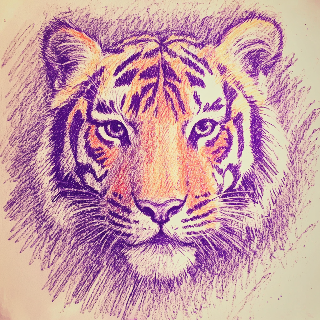 Dessin d'un enfant représentant un tigre | Source : Midjourney