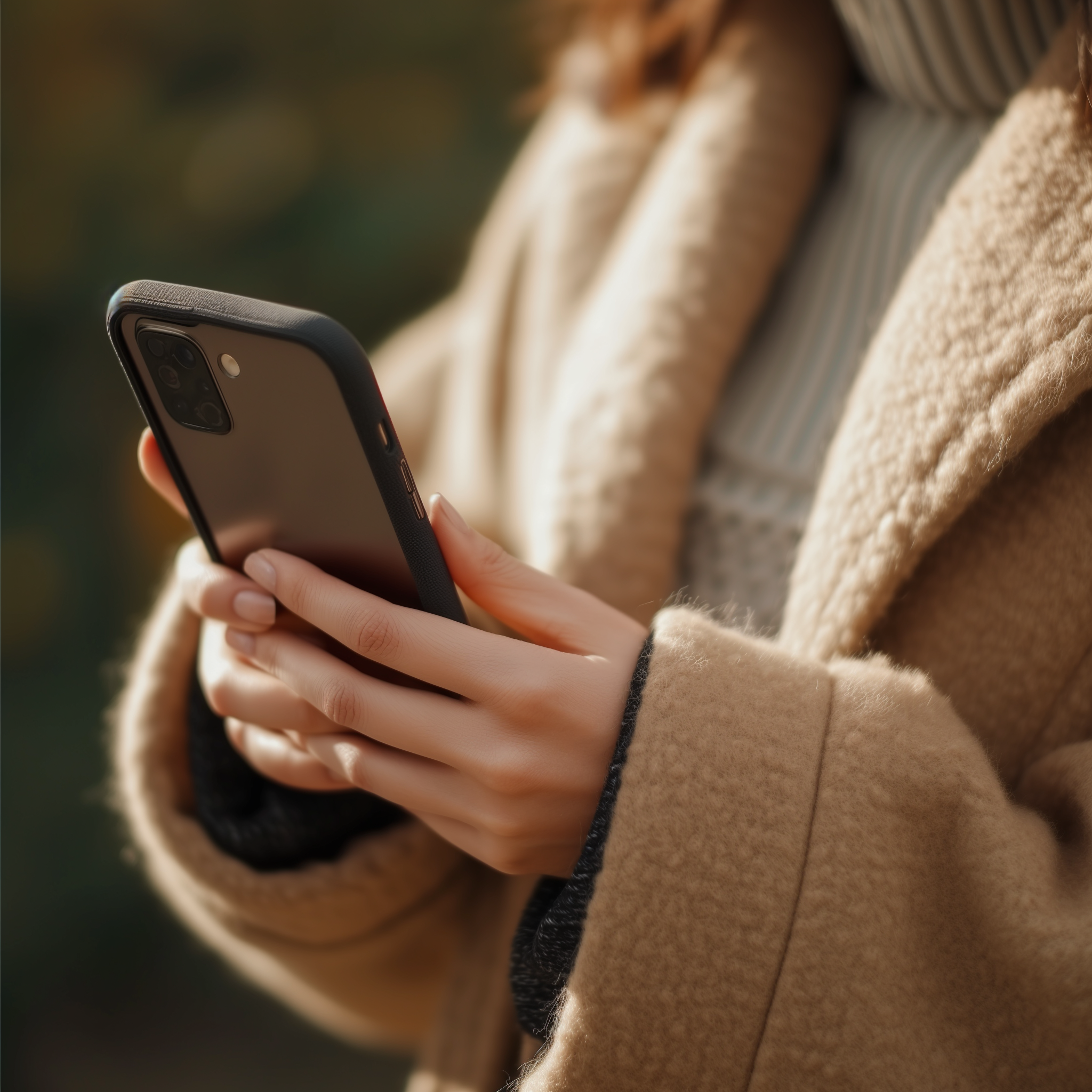 Une femme tenant son téléphone | Source : Midjourney