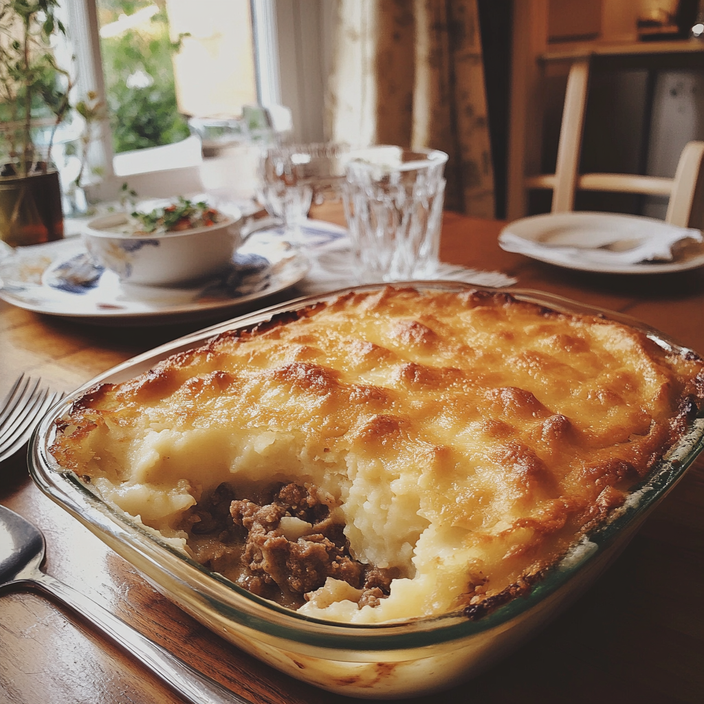 Une tarte cottage sur une table | Source : Midjourney