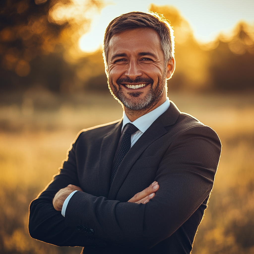 Un homme d'affaires souriant | Source : Midjourney