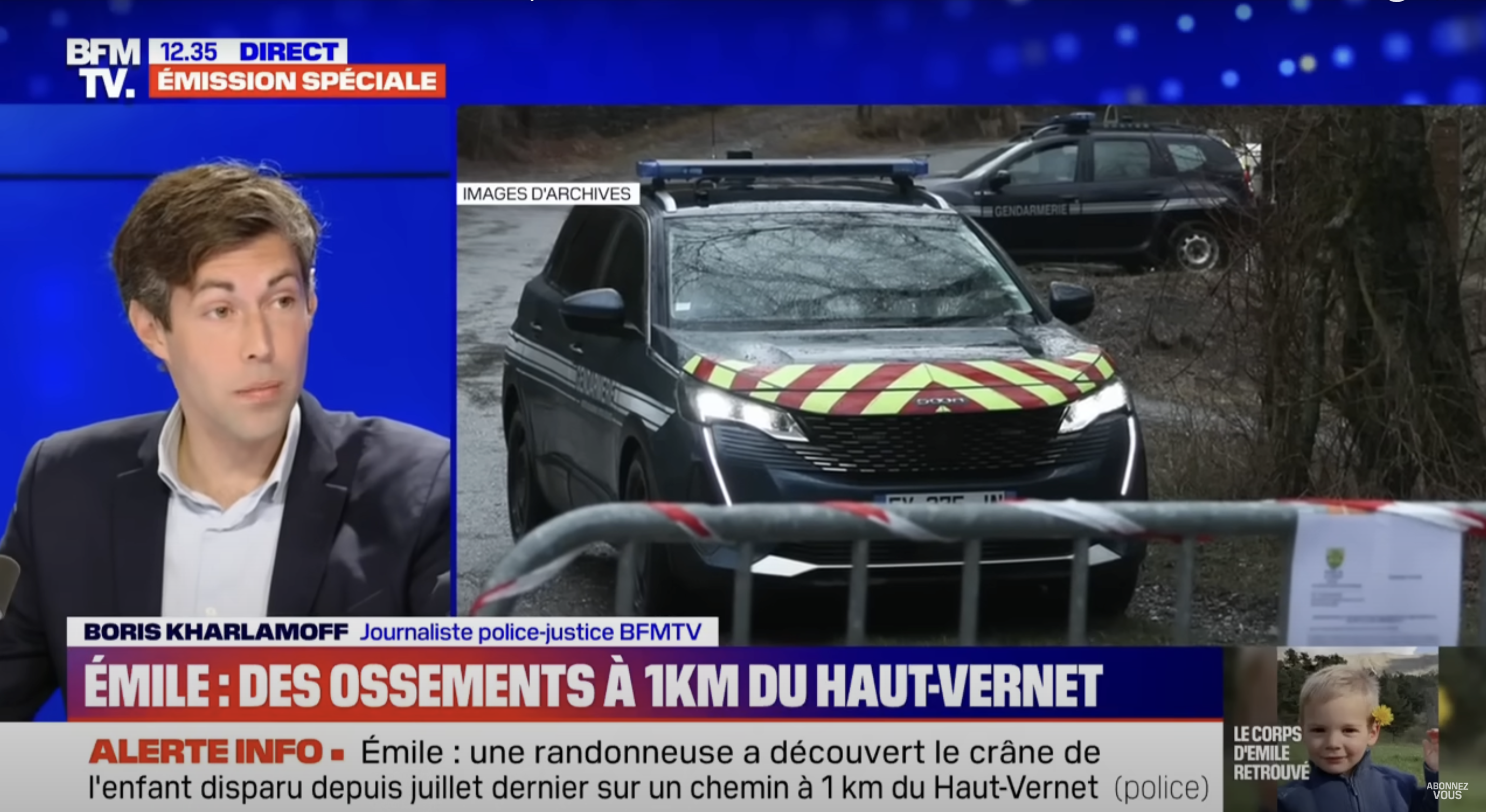 Un véhicule de police près du Haut-Vernet, comme on peut le voir dans une vidéo datant du 31 mars 2024 | Source : YouTube/BFMTV