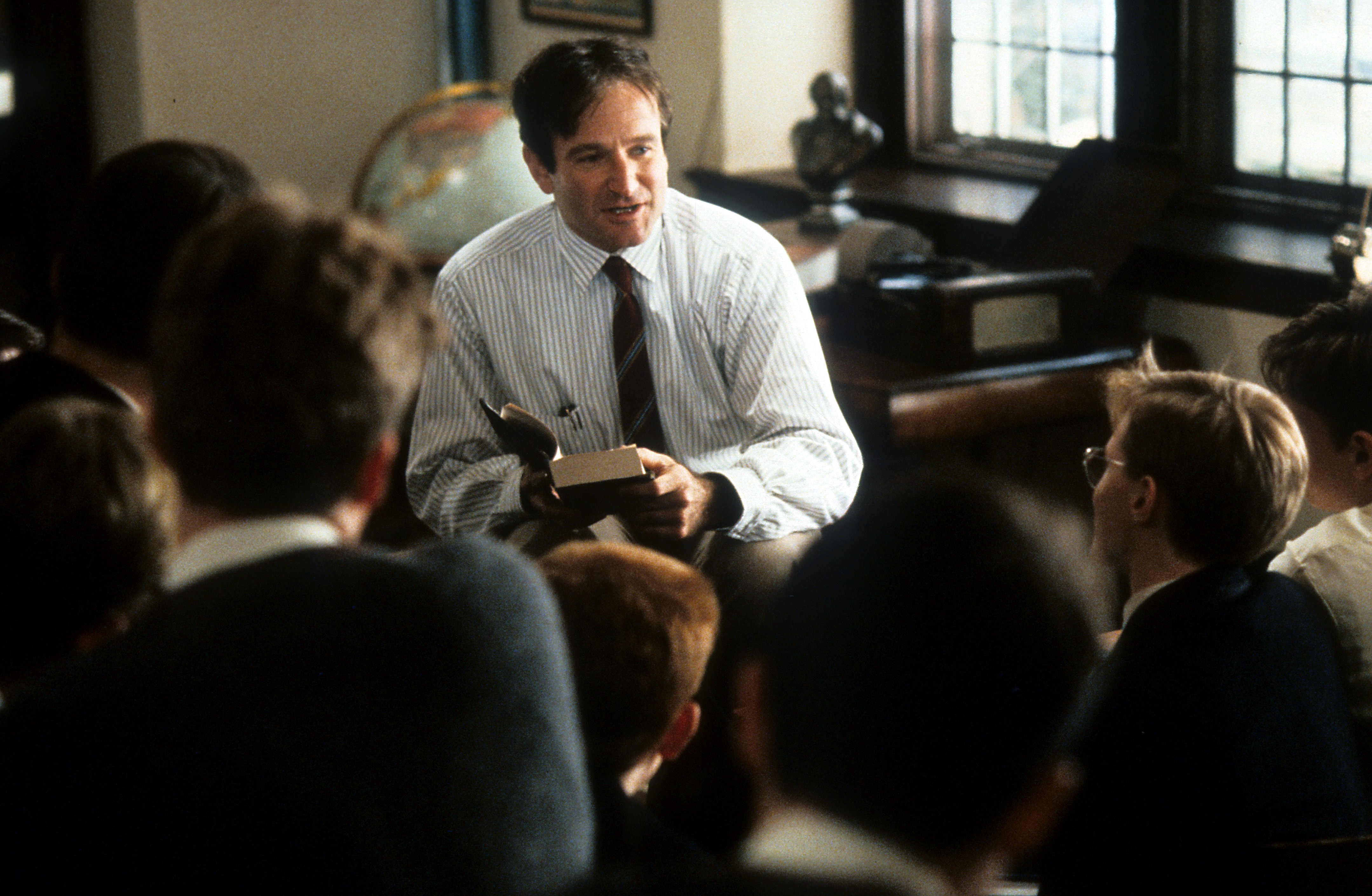 Robin Williams filmant une scène de "Dead Poets Society", circa1989. | Source : Getty Images