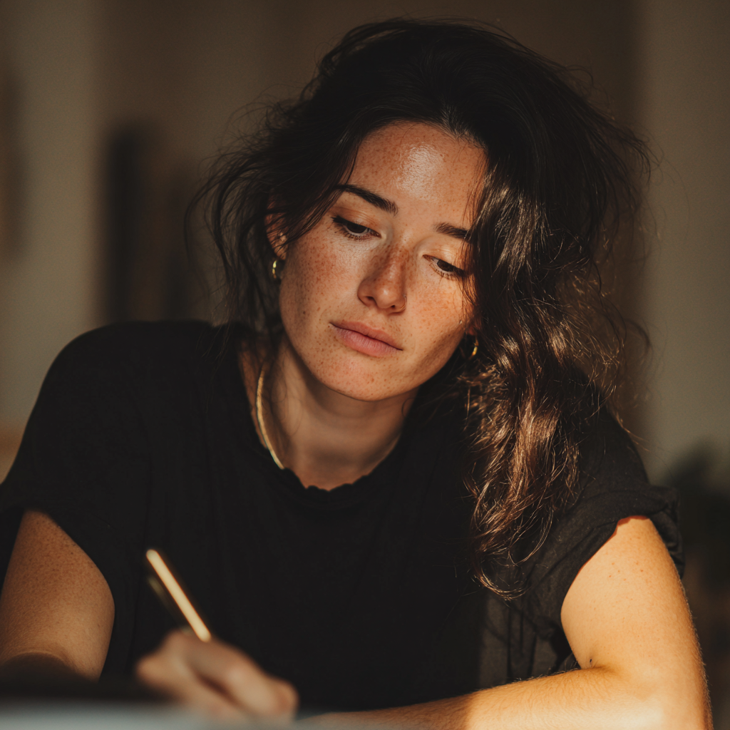 Une femme qui écrit une lettre | Source : Midjourney