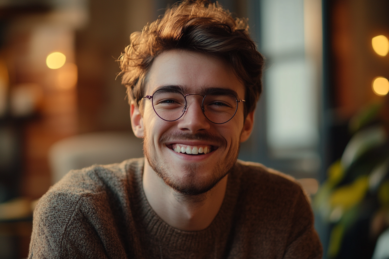 Un jeune homme qui rit | Source : Midjourney