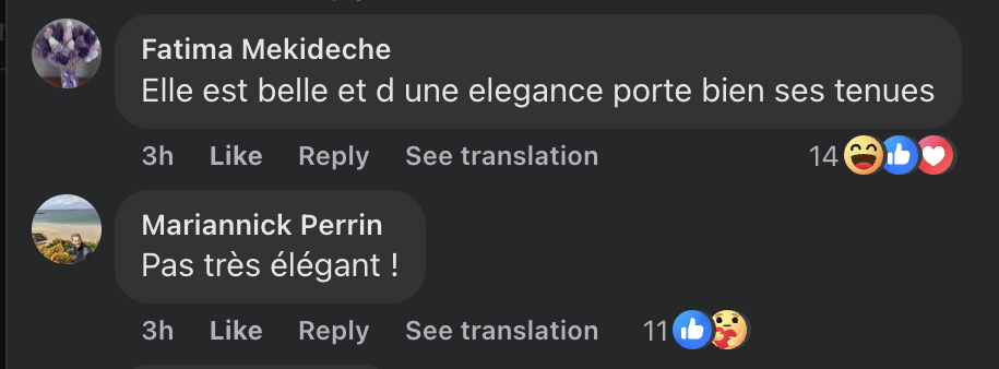 Commentaire des internautes concernant la tenue d'Isabelle Huppert sur le tapis de rouge du Festival de Cannes 2025 | Source : Facebook/Gala