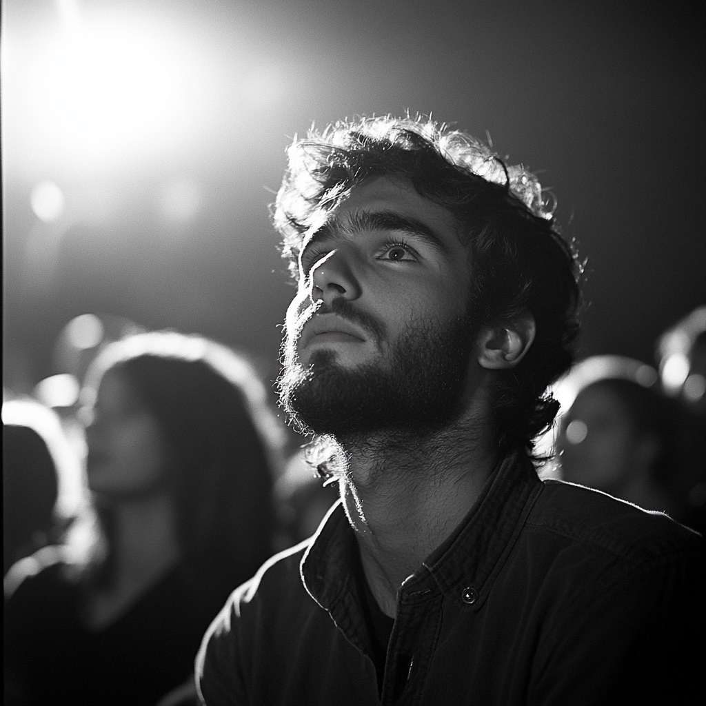 Un homme à un concert de musique | Source : Midjourney