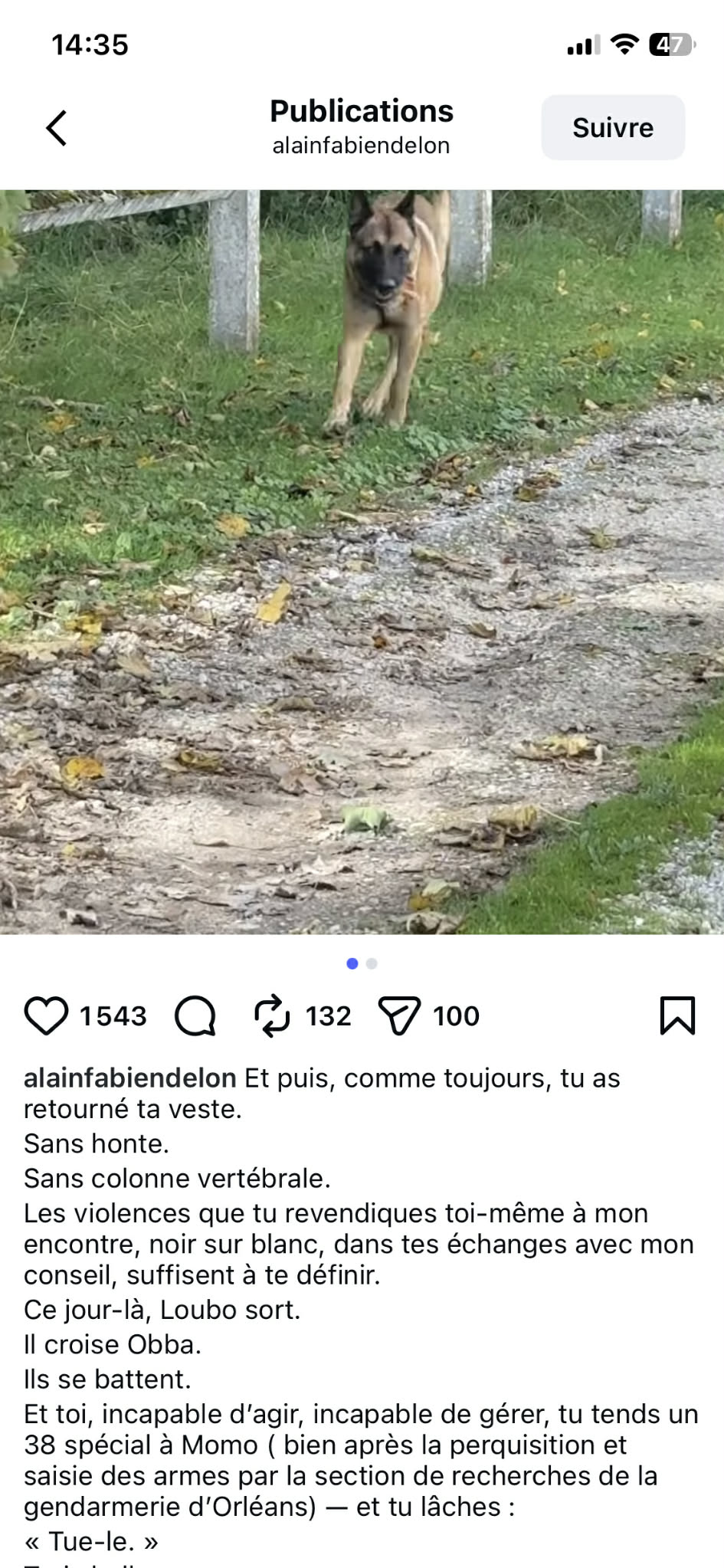 Capture d'écran I Source : https://www.instagram.com/alainfabiendelon/?hl=en