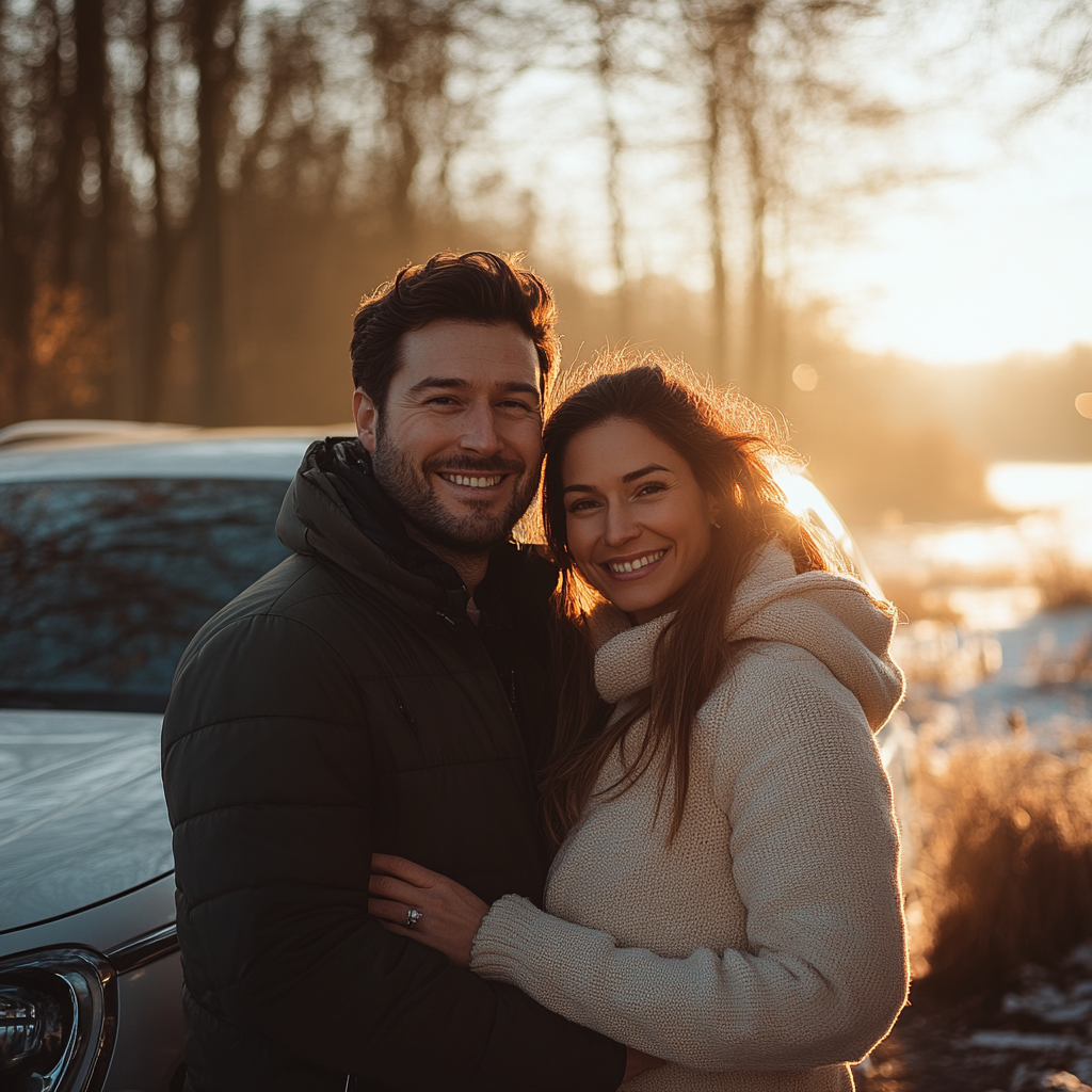 Un couple heureux avec une nouvelle voiture | Source : Midjourney