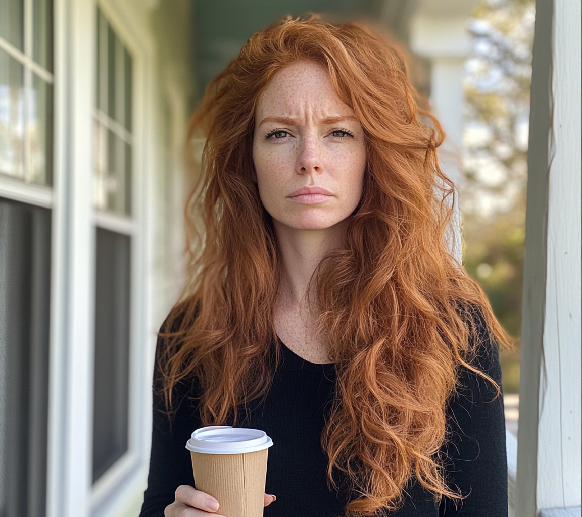 Une femme qui fronce les sourcils avec une tasse de café | Source : Midjourney