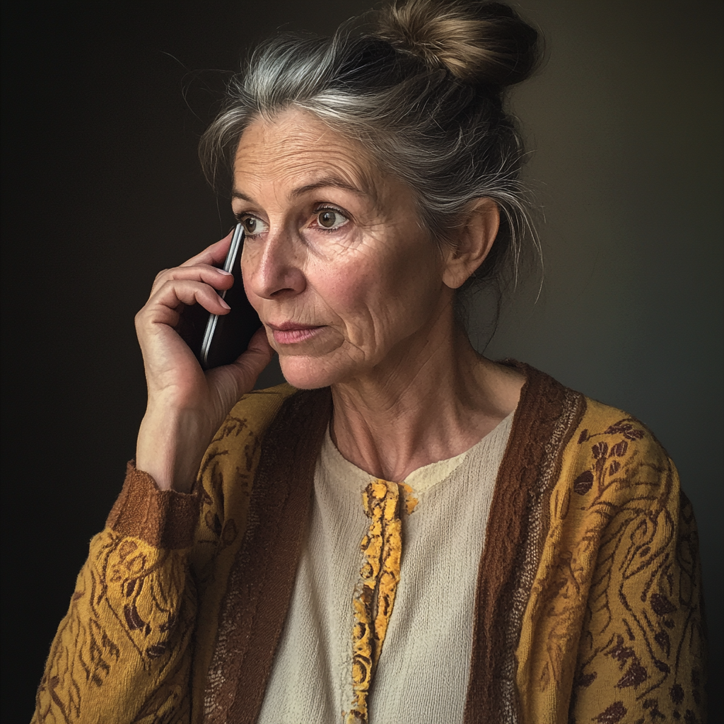 Une femme âgée qui parle au téléphone | Source : Midjourney