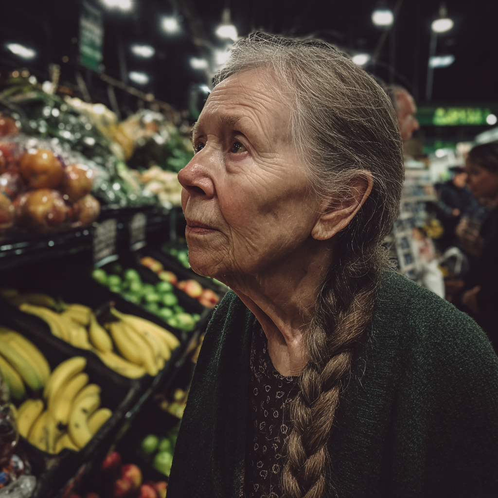 Une vieille femme portant un gilet vert | Source : Midjourney