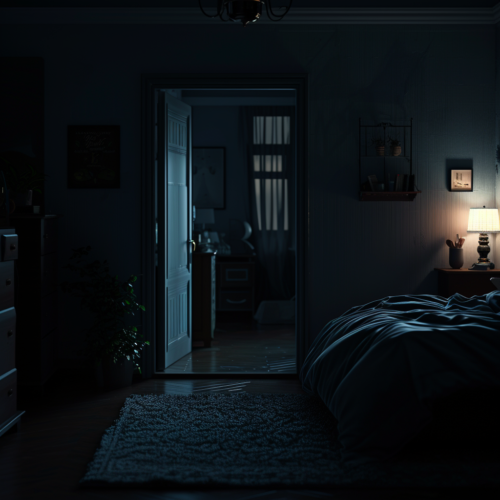 Une chambre sombre la nuit | Source : Midjourney