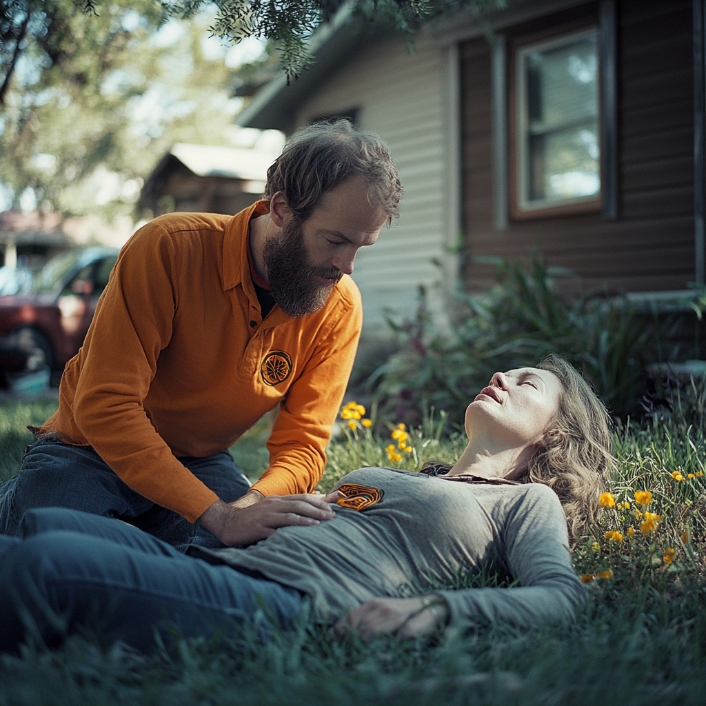 Un homme sur le point de faire un massage cardiaque | Source : Midjourney