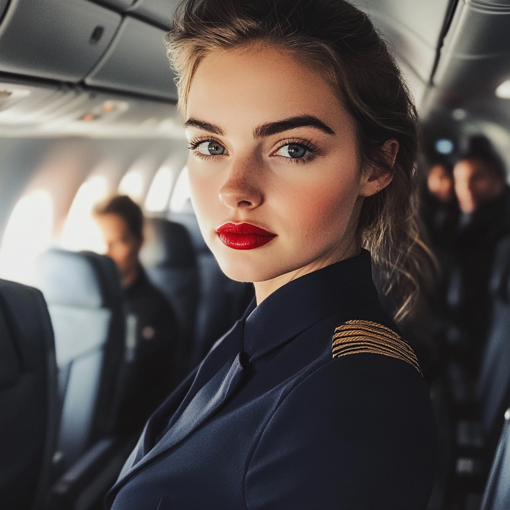 Gros plan sur une hôtesse de l'air | Source : Midjourney