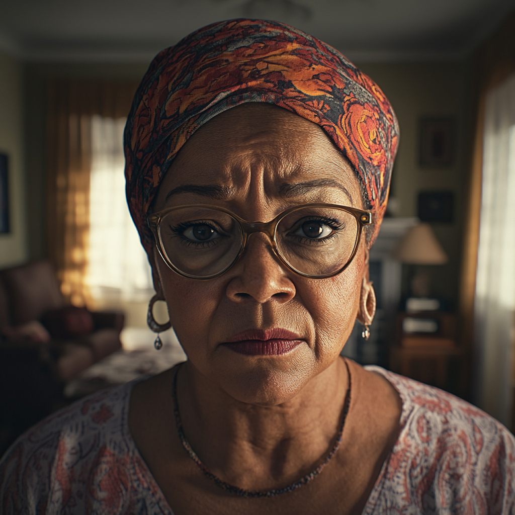 Une femme en colère qui regarde droit devant elle | Source : Midjourney