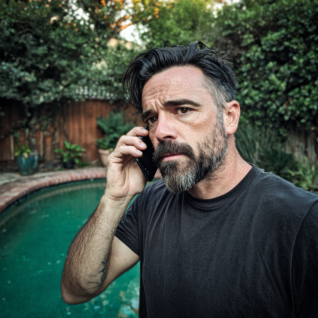 Un homme renfrogné qui parle au téléphone | Source : Midjourney