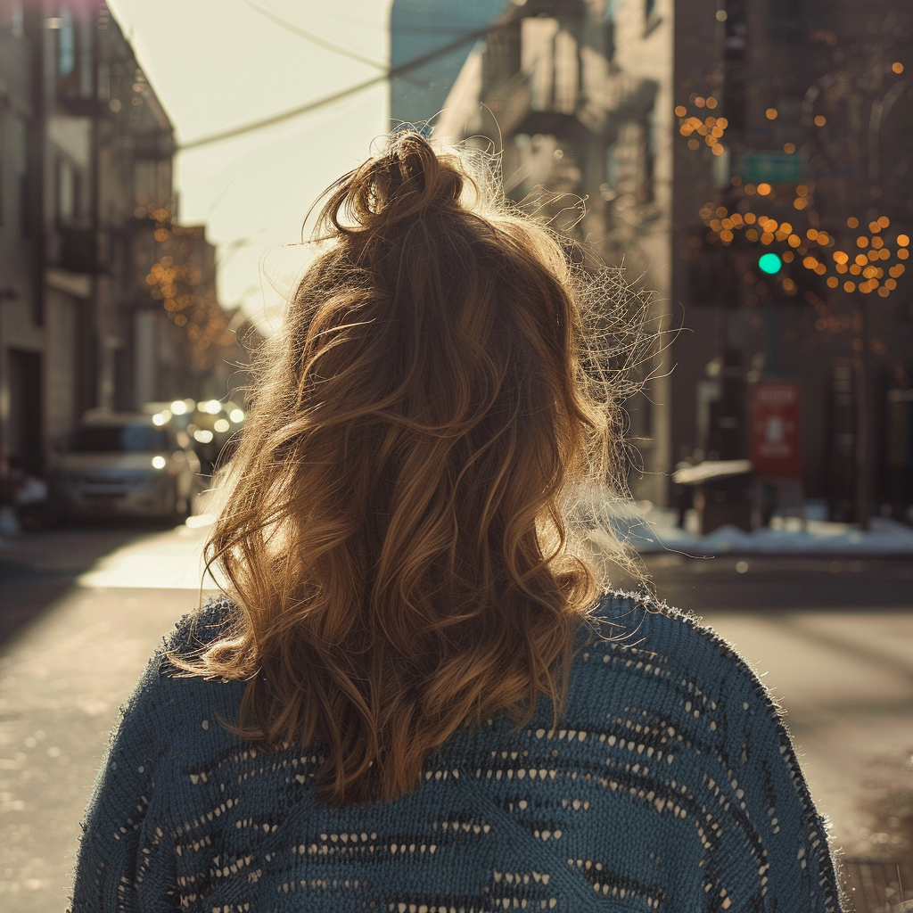 Femme marchant dans la rue | Source : Midjourney