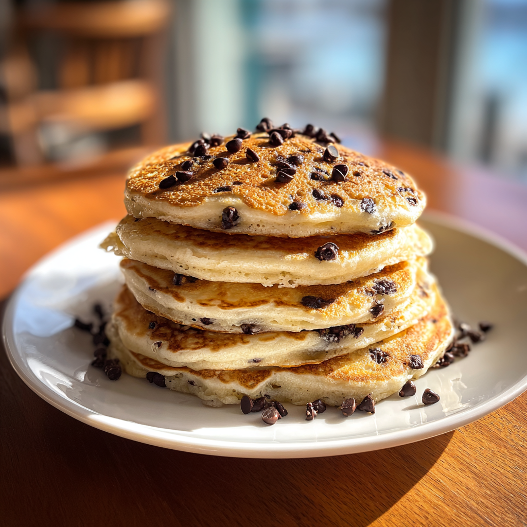 Une pile de crêpes aux pépites de chocolat | Source : Midjourney