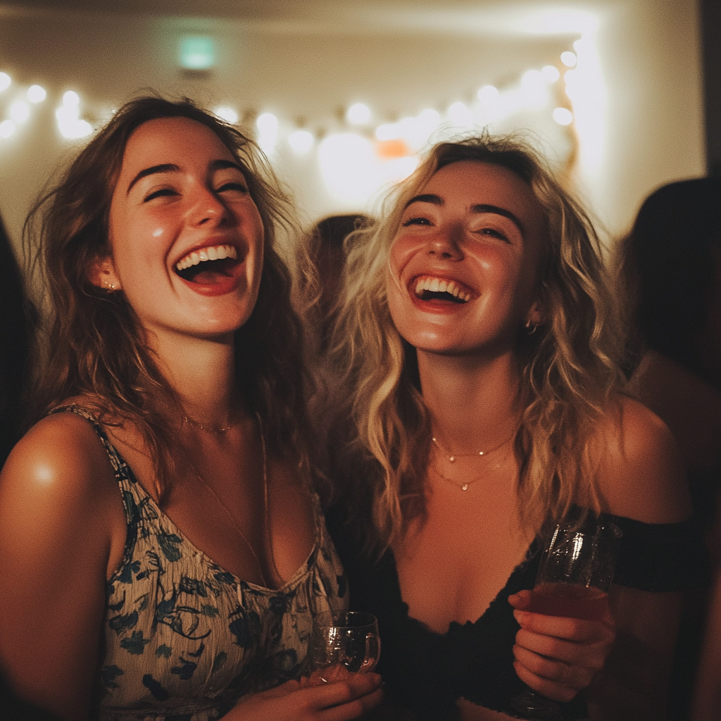 Femmes souriantes lors d'une fête | Source : Midjourney