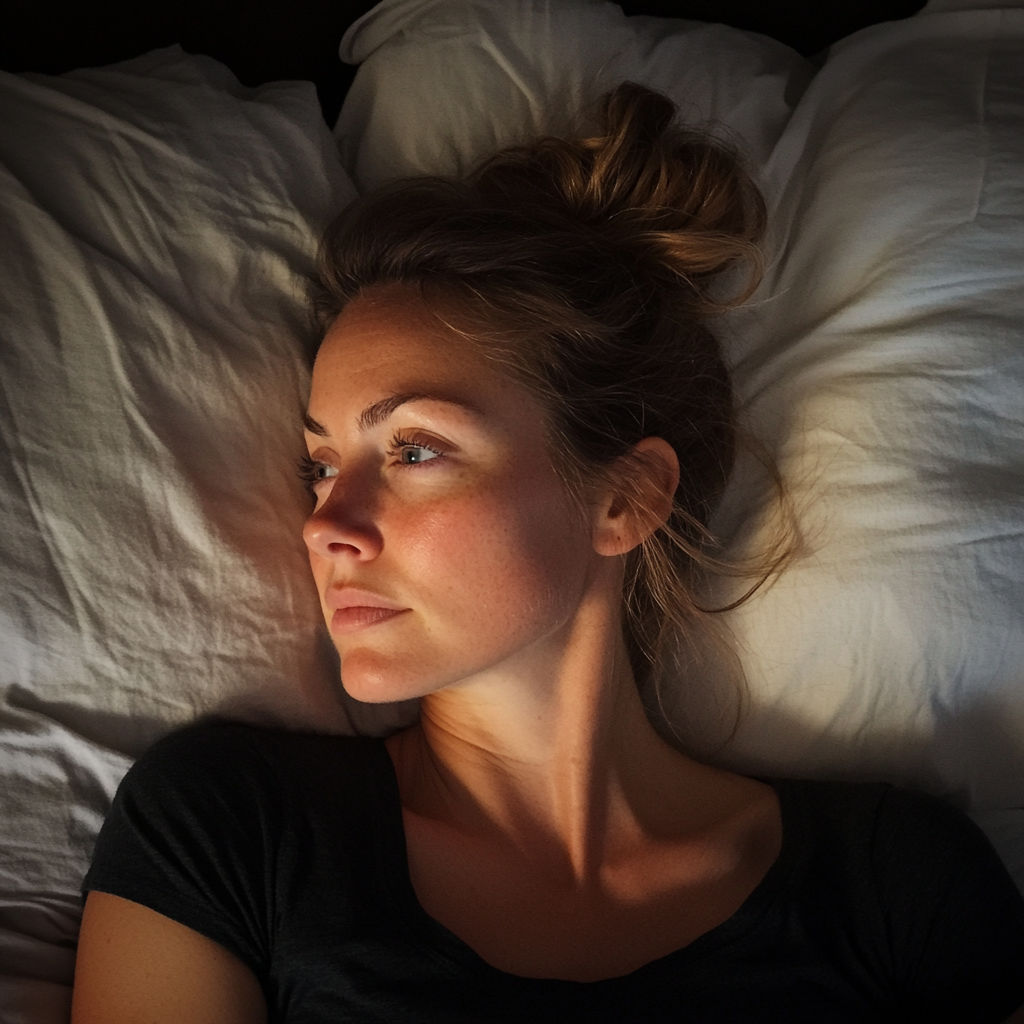 Une femme allongée dans son lit | Source : Midjourney