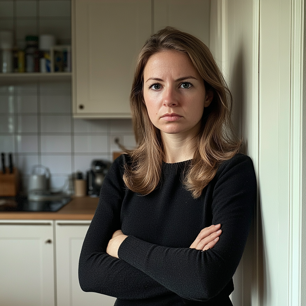 Une femme debout, les bras croisés | Source : Midjourney