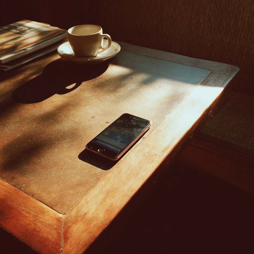 Un téléphone portable sur une table | Source : Midjourney
