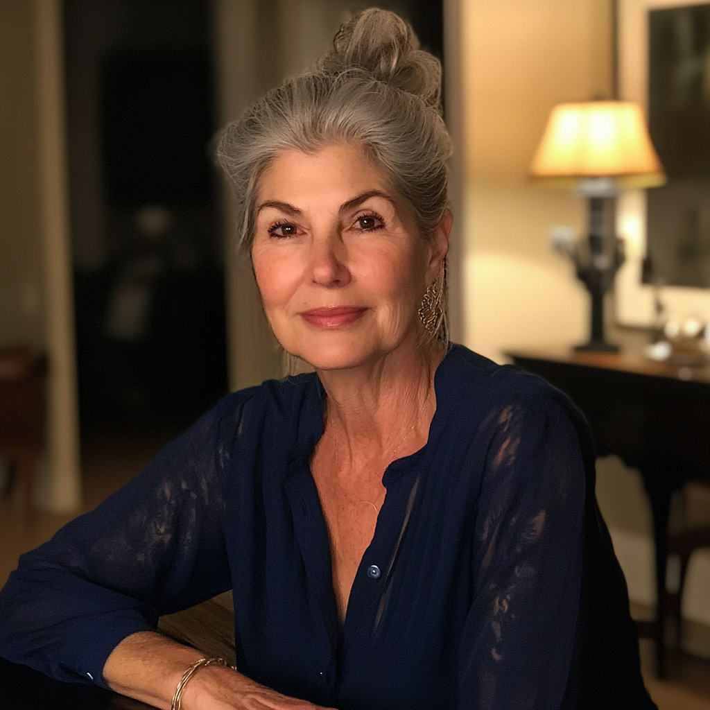 Une femme âgée assise à une table | Source : Midjourney