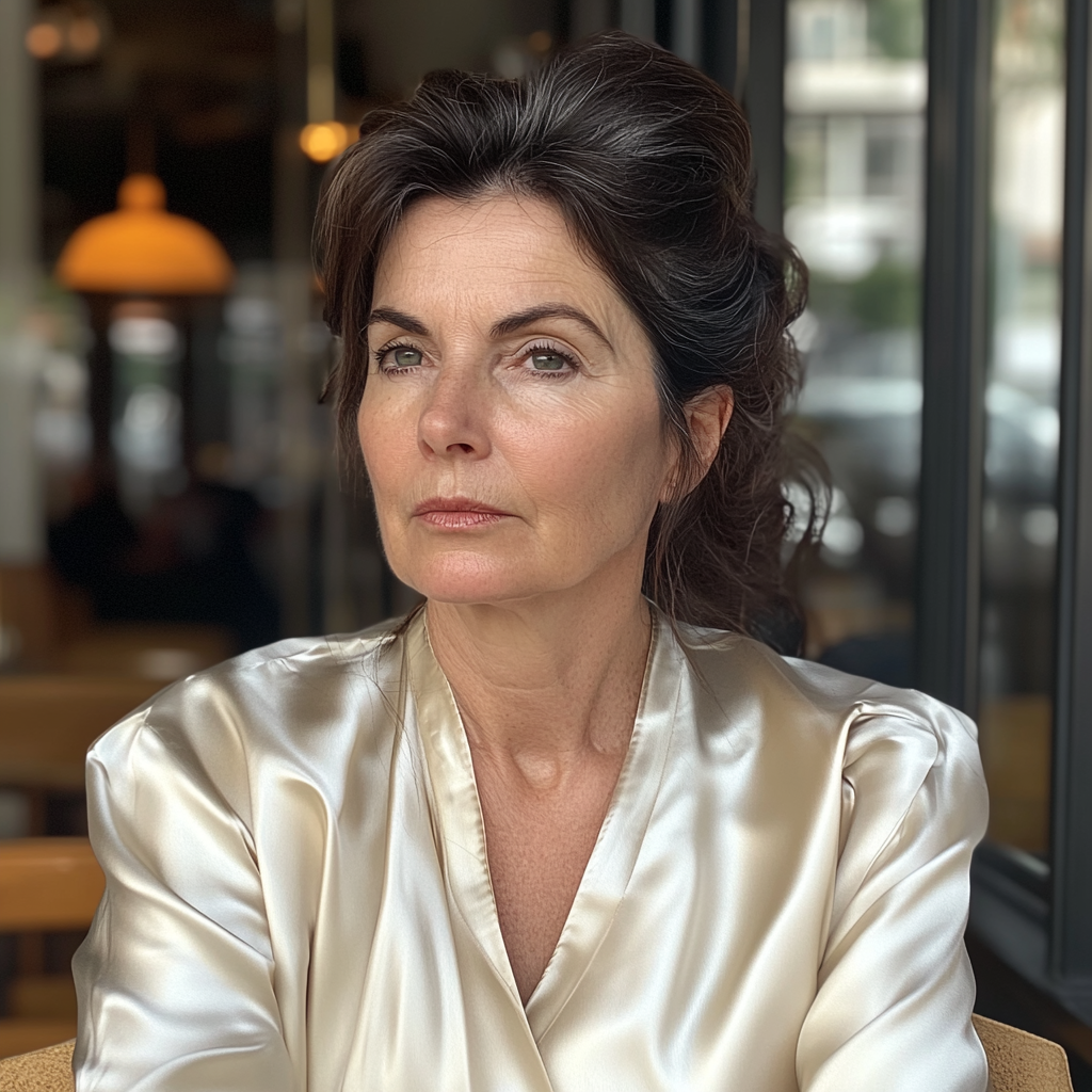 Une femme assise dans un café | Source : Midjourney