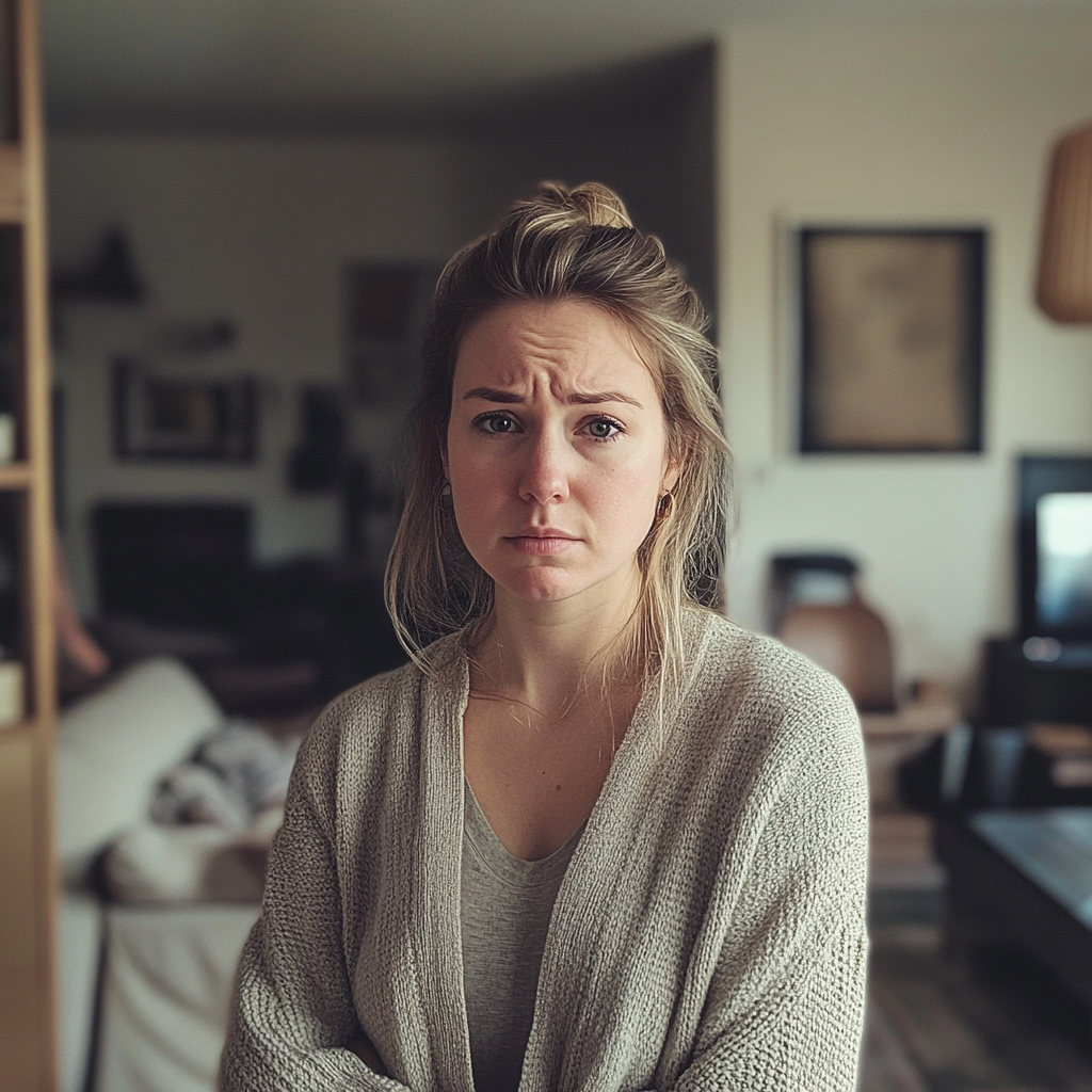 Une femme debout dans un salon | Source : Midjourney