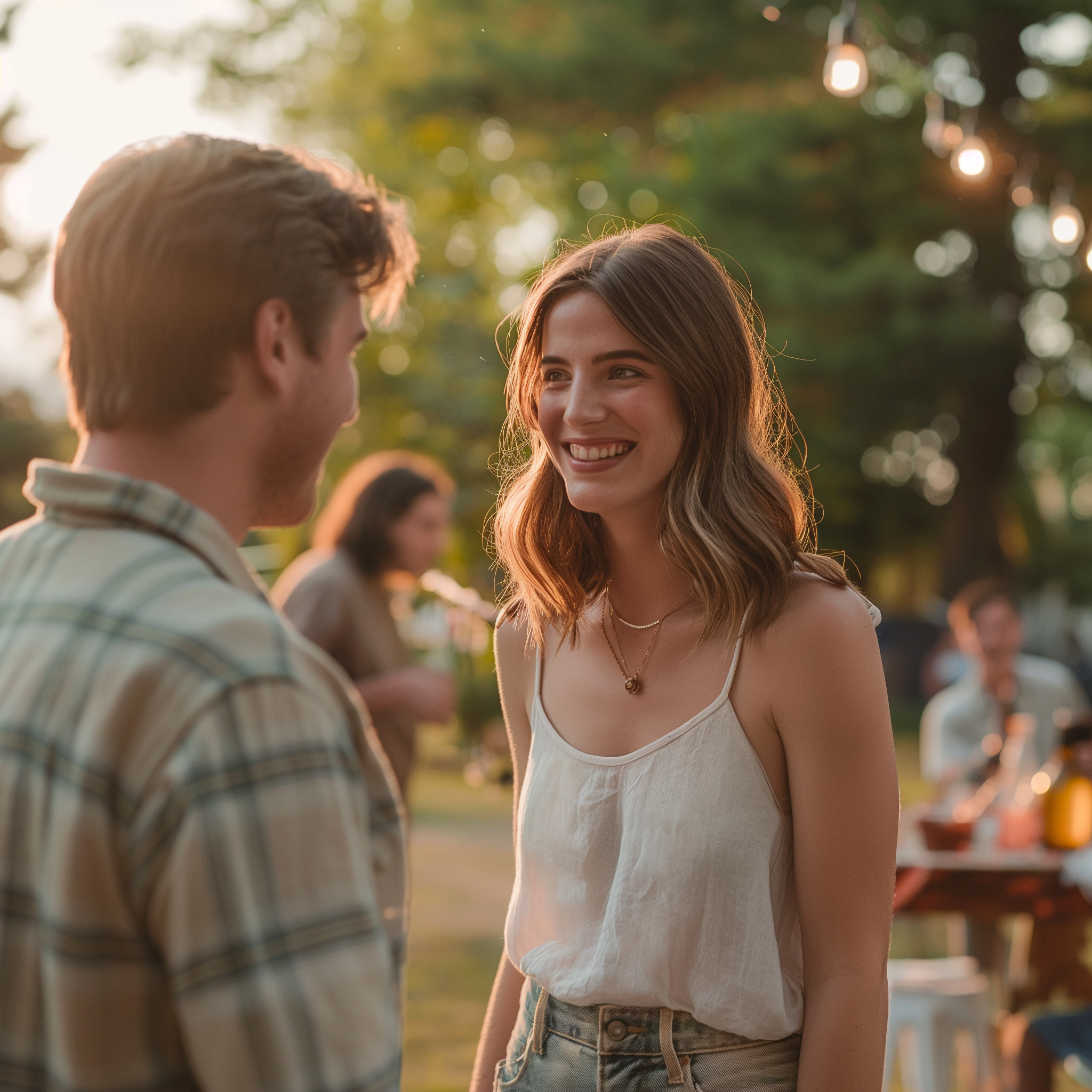 Un couple se rencontre lors d'une soirée barbecue | Source : Midjourney