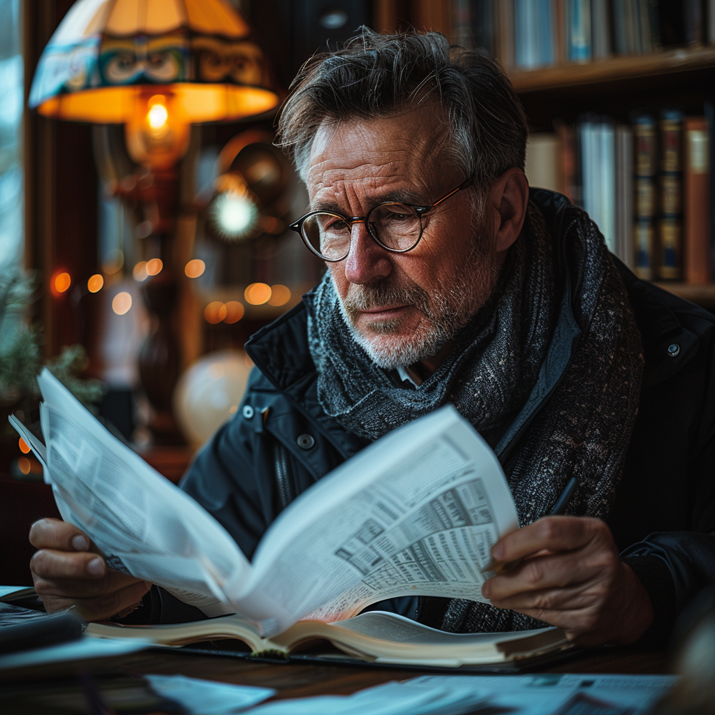 Un homme lisant un journal | Source : Midjourney