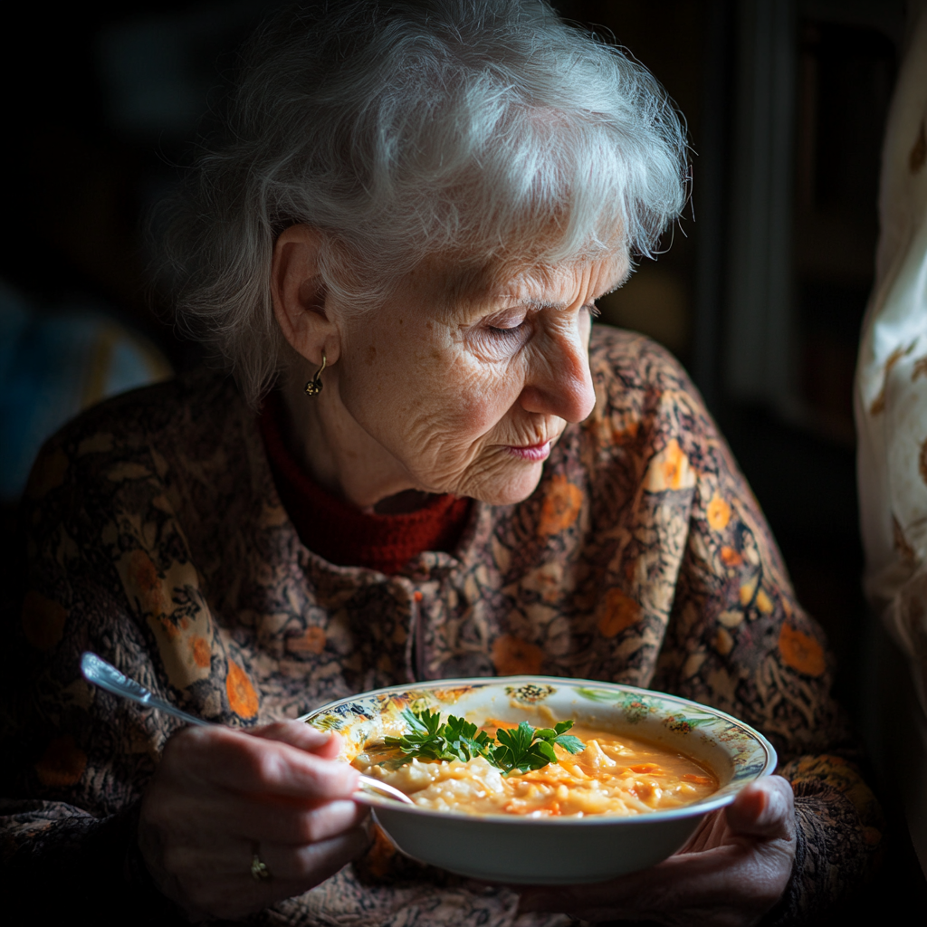 Une femme en train de dîner | Source : Midjourney