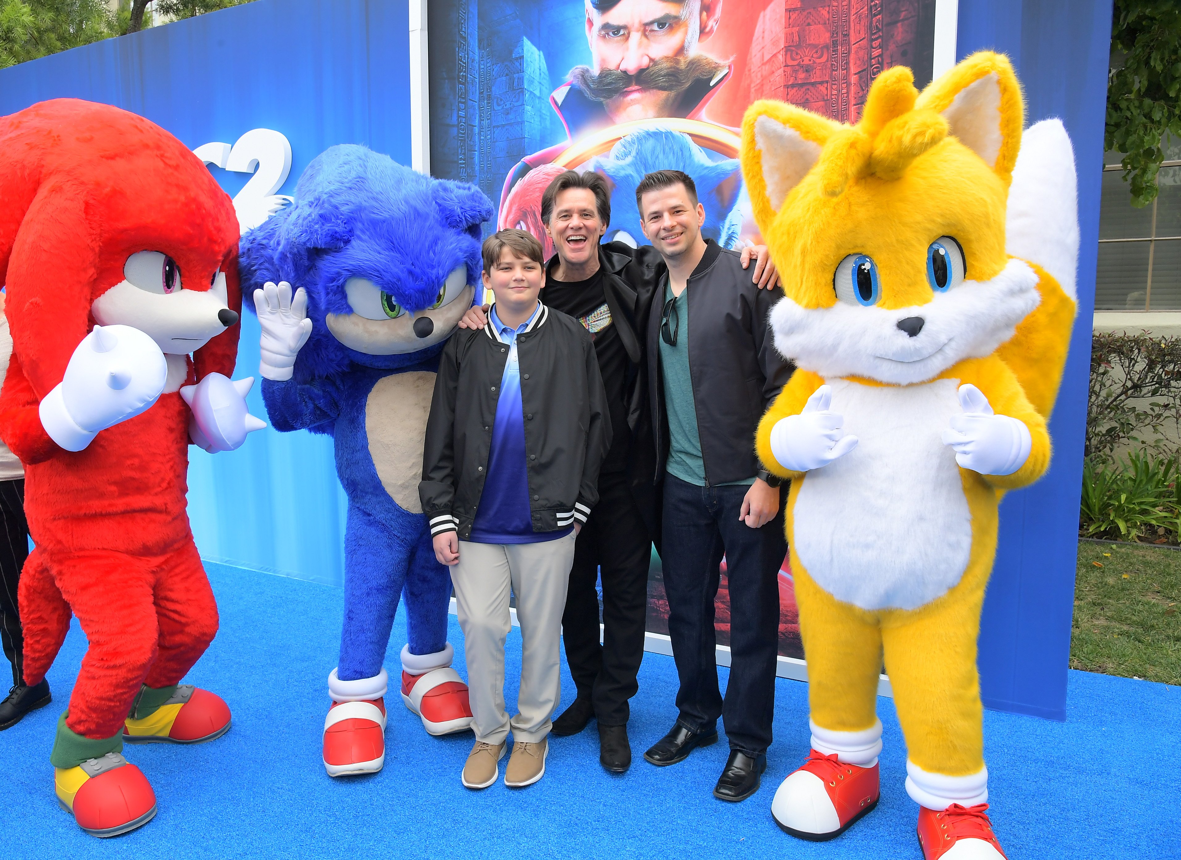 Jackson Carrey, Jim Carrey et Chase Bordelon assistent au Family Day de 'Sonic the Hedgehog 2' au Paramount Pictures Studios Lot le 02 avril 2022. | Source : Getty Images