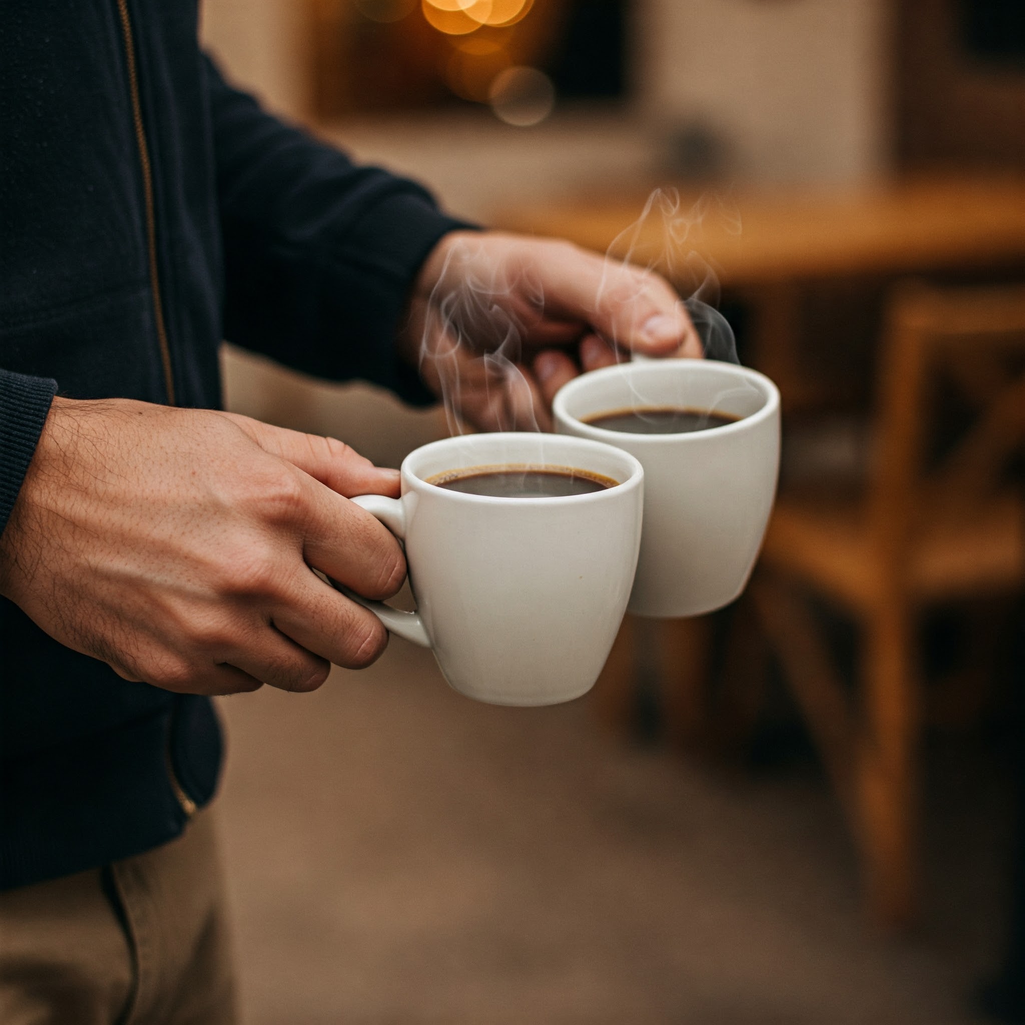 Un homme portant deux tasses à café | Source : Gemini