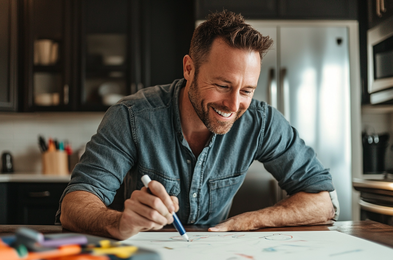 Un homme qui fabrique un panneau | Source : Midjourney