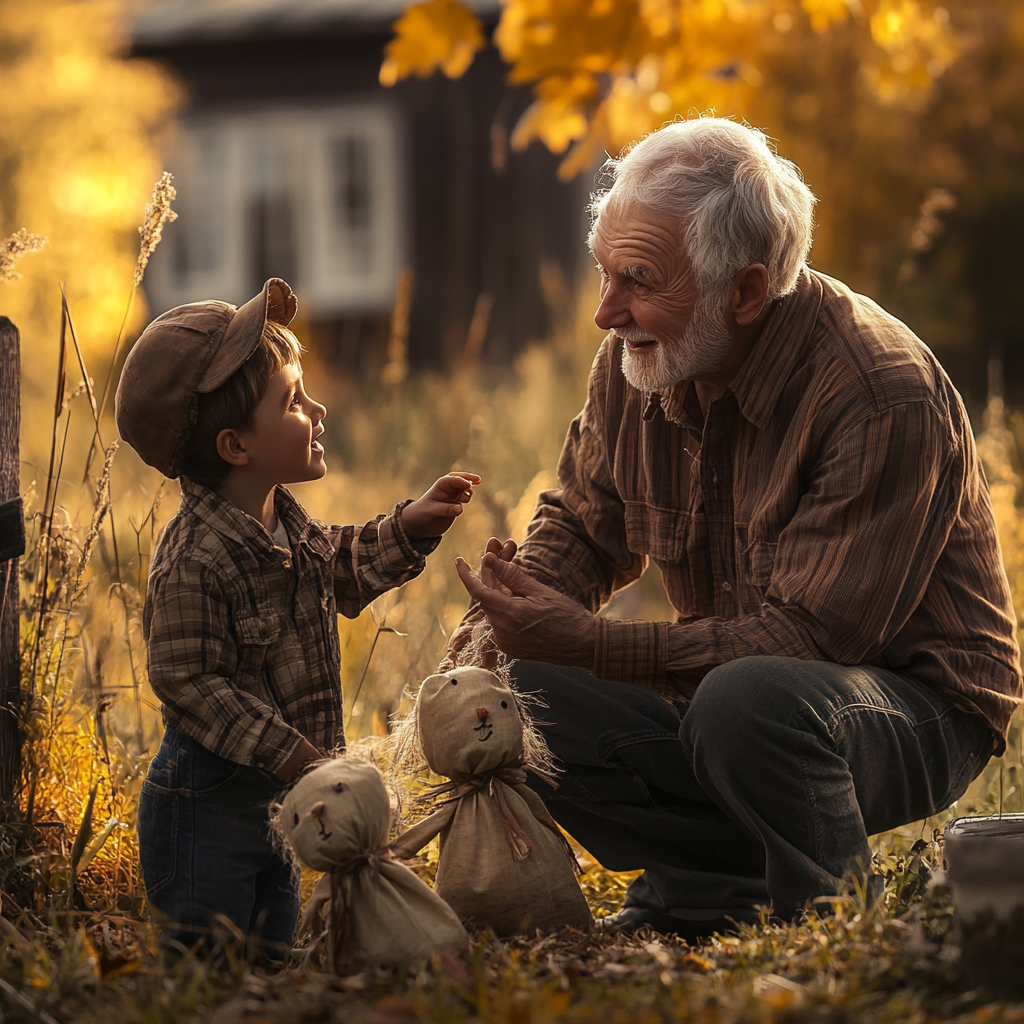 Un homme qui parle à son petit-fils | Source : Midjourney