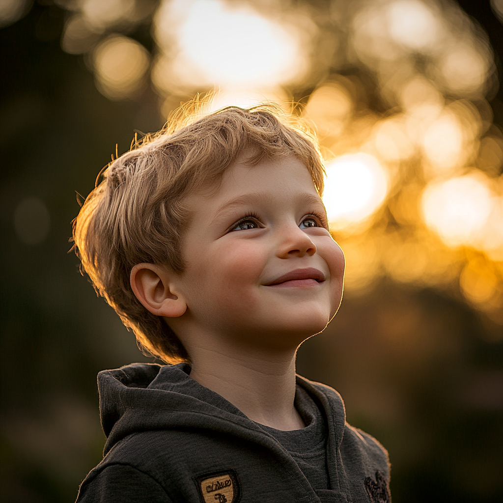 Un jeune garçon heureux dans un parc | Source : Midjourney