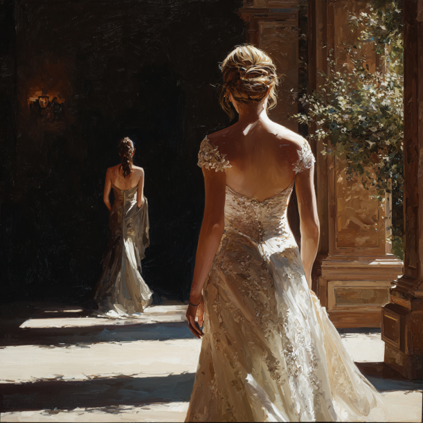 Une femme s'éloigne de la mariée | Source : Midjourney