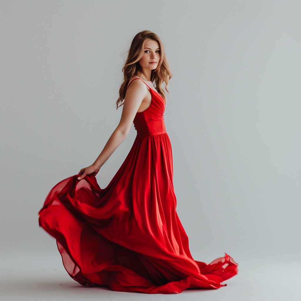 Une femme en robe rouge | Source : Midjourney